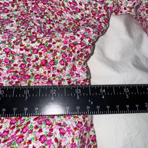 Astr Floral Print Puff Sleeve Dress Magenta Lime Ditsy XS - Picture 11 of 14
